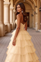 Load image into Gallery viewer, Blush Ball Gown Tulle Maxi Prom Dress with Ruffles