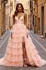 Load image into Gallery viewer, Sparkly Blush Ball Gown Tiered Maxi Prom Dress with Slit