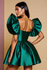 Load image into Gallery viewer, Dark Green A Line Short Satin Prom Dress with Ruffles