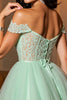 Load image into Gallery viewer, Light Green Corset A Line Short Tulle Prom Dress