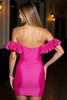 Load image into Gallery viewer, Fuchsia Ruffled Tight Bodycon Short Satin Prom Dress