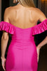 Load image into Gallery viewer, Fuchsia Ruffled Tight Bodycon Short Satin Prom Dress