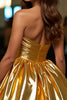 Load image into Gallery viewer, Metallic Golden A Line Sweetheart Short Prom Dress