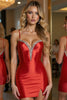 Load image into Gallery viewer, Sparkly Red Tight Bodycon Corset Short Satin Prom Dress