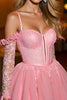 Load image into Gallery viewer, Pink A Line Tulle Short Corset Prom Dress with Appliques