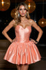 Load image into Gallery viewer, Orange Satin Sweetheart A Line Short Corset Prom Dress