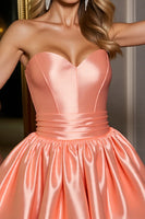 Load image into Gallery viewer, Orange Satin Sweetheart A Line Short Corset Prom Dress