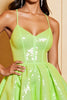 Load image into Gallery viewer, Sparkly Green Sequins A Line Short Corset Prom Dress
