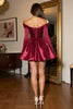 Load image into Gallery viewer, Sparkly Burgundy Corset A Line Short Prom Dress with Sleeves