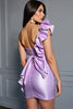 Load image into Gallery viewer, Lilac Tight Bodycon Satin Corset Short Prom Dress with Ruffles
