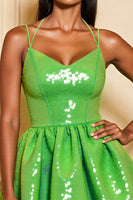Load image into Gallery viewer, Sparkly Green Corset A Line Short Sequins Prom Dress