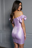 Load image into Gallery viewer, Lilac Corset Tight Bodycon Short Satin Prom Dress with Ruffles