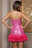 Load image into Gallery viewer, Fuchsia Sequins Tight Short Corset Prom Dress with 3D Flowers