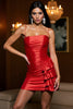 Load image into Gallery viewer, Red Satin Tight Bodycon Short Prom Dress with Ruffles