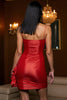 Load image into Gallery viewer, Red Satin Tight Bodycon Short Prom Dress with Ruffles