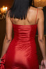 Load image into Gallery viewer, Red Satin Tight Bodycon Short Prom Dress with Ruffles