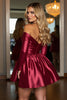 Load image into Gallery viewer, Sparkly Burgundy A Line Satin Short Prom Dress with Beading