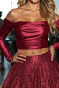 Load image into Gallery viewer, Sparkly Burgundy 2 Piece A Line Short Prom Dress