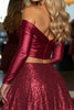 Load image into Gallery viewer, Sparkly Burgundy 2 Piece A Line Short Prom Dress