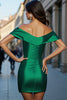 Load image into Gallery viewer, Dark Green Bodycon Satin Short Prom Dress with Keyhole