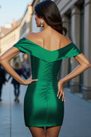 Load image into Gallery viewer, Dark Green Bodycon Satin Short Prom Dress with Keyhole