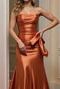 Load image into Gallery viewer, Orange Strapless Satin Maxi Formal Dress with Ruffles