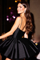 Load image into Gallery viewer, Black Corset Satin A Line Short Prom Dress