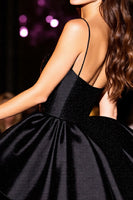 Load image into Gallery viewer, Black Corset Satin A Line Short Prom Dress