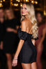 Load image into Gallery viewer, Black Satin Tight Short Corset Prom Dress with Sleeves