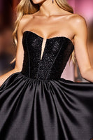 Load image into Gallery viewer, Sparkly Black Sequin Corset Strapless Short Prom Dress