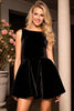 Load image into Gallery viewer, Black Velvet A Line Short Prom Dress