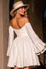 Load image into Gallery viewer, Ivory Strapless A Line Midi Prom Dress with Sleeves