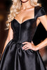 Load image into Gallery viewer, Black Corset Satin Cap Sleeves Short Prom Dress