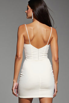 Ivory Tight Satin Short Corset Prom Dress