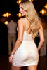 Load image into Gallery viewer, Ivory Satin Tight Short Corset Prom Dress with Lace