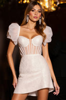 Load image into Gallery viewer, Ivory Corset Bodycon Short Tulle Prom Dress