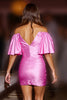 Load image into Gallery viewer, Fuchsia Bodycon Corset Satin Short Prom Dress with Ruffles