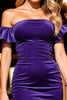 Load image into Gallery viewer, Dark Purple Velvet Tight Short Prom Dress with Ruffles