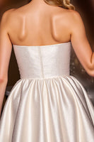 Load image into Gallery viewer, Ivory Satin Strapless A Line Short Corset Prom Dress