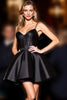 Load image into Gallery viewer, Black Spaghetti Straps A Line Corset Short Satin Prom Dress