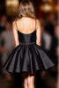 Load image into Gallery viewer, Black Spaghetti Straps A Line Corset Short Satin Prom Dress