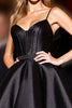 Load image into Gallery viewer, Black Spaghetti Straps A Line Corset Short Satin Prom Dress