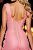 Load image into Gallery viewer, Pink Ruched Tight Short Prom Dress with 3D Flowers