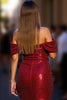 Load image into Gallery viewer, Sparkly Dark Red Tight Short Corset Prom Dress with Beading