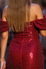 Load image into Gallery viewer, Sparkly Dark Red Tight Short Corset Prom Dress with Beading