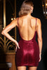 Load image into Gallery viewer, Sparkly Burgundy Spaghetti Straps Short Bodycon Prom Dress
