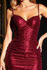Load image into Gallery viewer, Sparkly Burgundy Spaghetti Straps Short Bodycon Prom Dress
