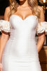 Load image into Gallery viewer, White Bodycon Satin Short Prom Dress with 3D Flowers
