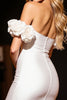 Load image into Gallery viewer, White Bodycon Satin Short Prom Dress with 3D Flowers