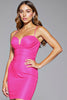 Load image into Gallery viewer, Fuchsia Satin Tight Spaghetti Straps Short Prom Dress